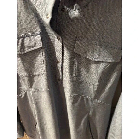 Duluth‎ Trading Co Snap Neck Tunic Shirt Blue Stripe Women's Medium Lightweight - Picture 6 of 10